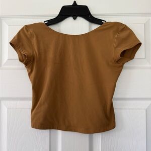 Aerie Open Back Brown Short Sleeve Top